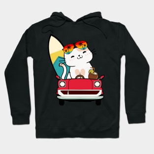 Surfer persian cat driving to the beach Hoodie